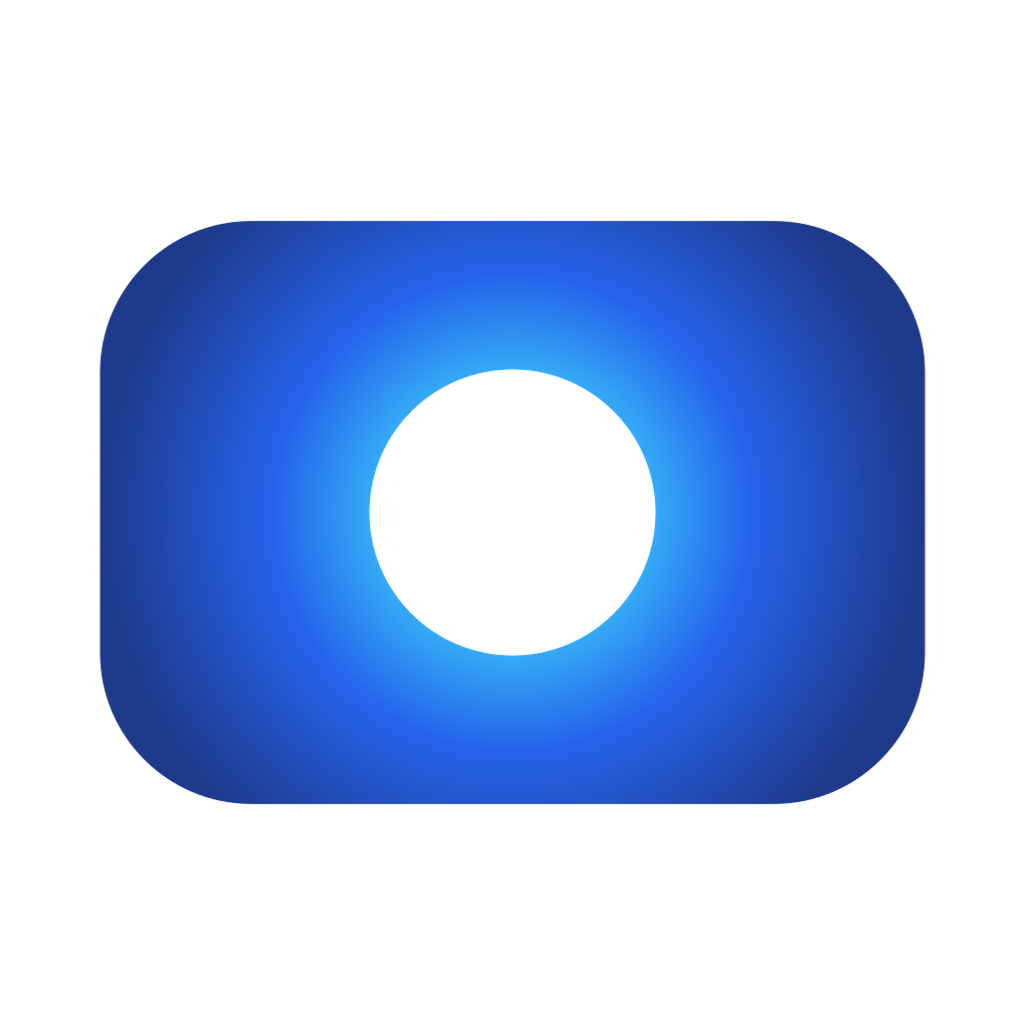 The OhRec mark: a blue video frame with a glowing record disc — used as the image for this Mac voice recording guide.